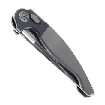 Rike Predator 2 Folding Knife Two Tone Gray Titanium Handle M390 Drop Point Plain Edge Satin Finish