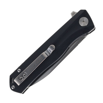 Petrified Fish Foldng Knife Black G10 Handle D2 Plain Edge Satin Finish PF-818-DS