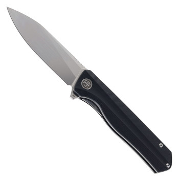 Petrified Fish Foldng Knife Black G10 Handle D2 Plain Edge Satin Finish PF-818-DS