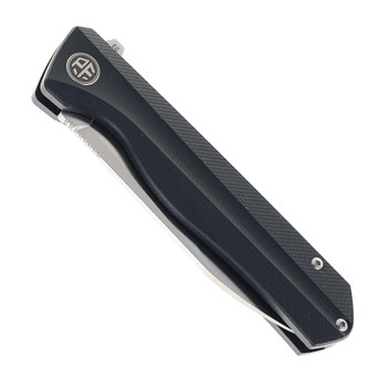 Petrified Fish Foldng Knife Black G10 Handle D2 Plain Edge Satin Finish PF-818-DS