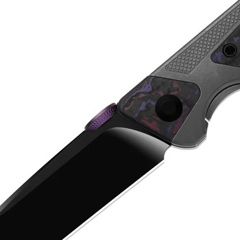 Kizer Sable Chief Folding Knife Titanium/FatCarbon Purple Haze Handle K390 Plain Edge Matte DLC Ultra Finish KI3745A2