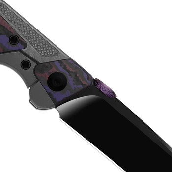 Kizer Sable Chief Folding Knife Titanium/FatCarbon Purple Haze Handle K390 Plain Edge Matte DLC Ultra Finish KI3745A2
