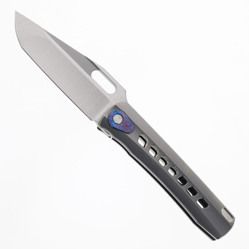 (Detent Lash) Open Box/Returned TwoSun Folding Knife Titanium/Timascus Inlay Handle M398 Plain Edge TS451-M398-TIMASCUS