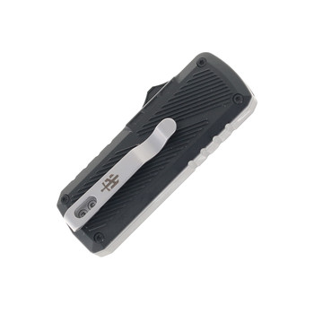 TacKnives Zipper OTF Utility Knife Black Aluminum Rock Grind Handle SK5 Razor Blade