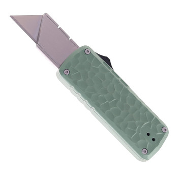 TacKnives Zipper OTF Utility Knife Green Aluminum Rock Grind Handle SK5 Razor Blade