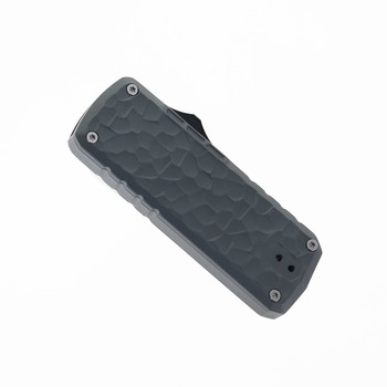 TacKnives Zipper OTF Utility Knife Grey Aluminum Rock Grind Handle SK5 Razor Blade