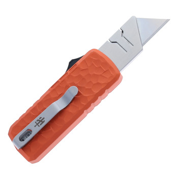 TacKnives Zipper OTF Utility Knife Orange Aluminum Rock Grind Handle SK5 Razor Blade