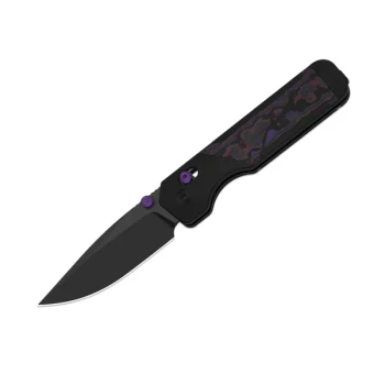 Kizer Militaw 315 Folding Knife Purple Haze Aluminum/FatCarbon Handle Elmax Drop Point Plain Edge Matte DLC Ultra Finish Ki3634.31CDA1