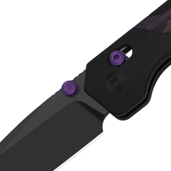 Kizer Militaw 315 Folding Knife Purple Haze Aluminum/FatCarbon Handle Elmax Drop Point Plain Edge Matte DLC Ultra Finish Ki3634.31CDA1