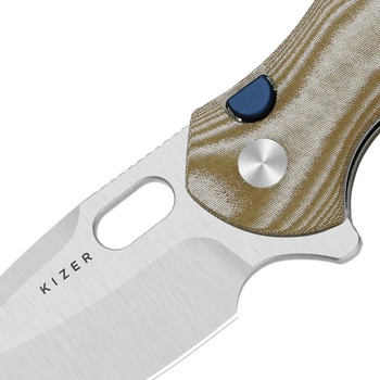 Kizer Militaw 315 Folding Knife Aluminum/Shipwreck CamoCarbon Handle Elmax Drop Point Plain Edge Satin Finish Ki3634.31CDA2