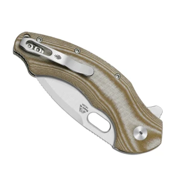 Kizer Roach XL Folding Knife Brown Norplex UltreX Micarta Handle 14C28N Drop Point Plain Edge Satin Finish V4477BDA1