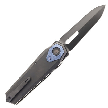 Open Box REMETTE RT-Infinite Power Folding Knife Black DLC Titanium Handle Dagger Black DLC M390 Blade Button Liner Lock RTIP-D