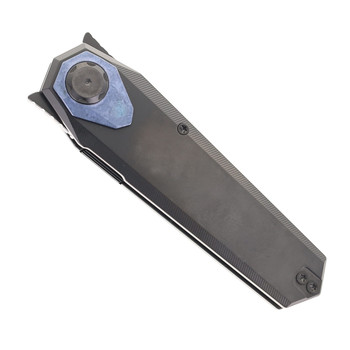 Open Box REMETTE RT-Infinite Power Folding Knife Black DLC Titanium Handle Dagger Black DLC M390 Blade Button Liner Lock RTIP-D