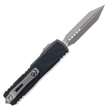Microtech UTX-85 Gen IV OTF Automatic Knife Apocalyptic M390MK Blade Black Topographic Aluminum Deep Engraved Handle 12304TP-10AP