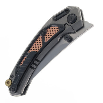 (No Box) Maxace Blacklight 01 Folding Knife Titanium/Brass/Copper Handle M390 Plain Edge OM02-1-A