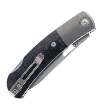 (No Box) Maxace Beetle 2 Folding Knife Titanium & Carbon Fiber Handle M398 Plain Edge Stonewash Finish MM36-1-F