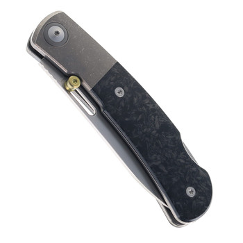 (No Box) Maxace Beetle 2 Folding Knife Titanium & Carbon Fiber Handle M398 Plain Edge Stonewash Finish MM36-1-F