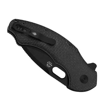Kizer Roach XL Folding Knife Black Micarta Handle 14C28N Drop Point  Plain Edge Black PVD Finish V4477BDA2