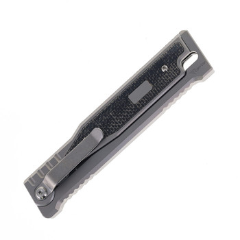 (Chip in blade) Open Box/Returned Reate OG EXO Knife Titanium w/ Black Micarta Drop Point Elmax Blade