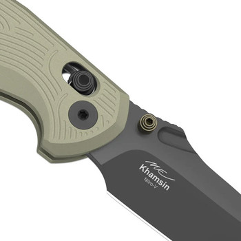 Kizer Khamsin Folding Knife Sand Aluminum Handle Nitro-V  Drop Point Plain Edge Gray PVD Finish V3791A1
