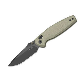 Kizer Khamsin Folding Knife Sand Aluminum Handle Nitro-V  Drop Point Plain Edge Gray PVD Finish V3791A1