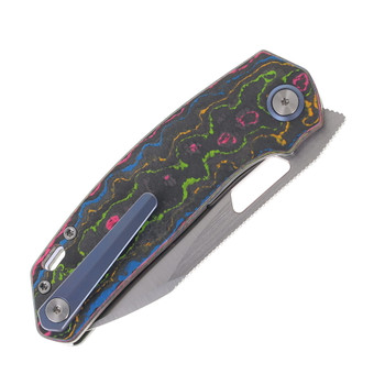 (Coming Late July) Divo Knives Growler V3 Folding Knife 80's Camo FatCarbon Handle S90V Blade