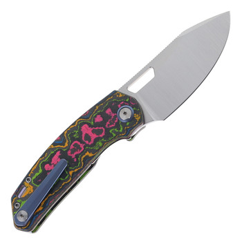 (Coming Late July) Divo Knives Growler V3 Folding Knife 80's Camo FatCarbon Handle 154CM Blade