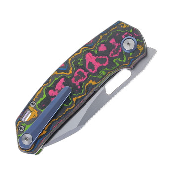 (Coming Late July) Divo Knives Growler V3 Folding Knife 80's Camo FatCarbon Handle 154CM Blade
