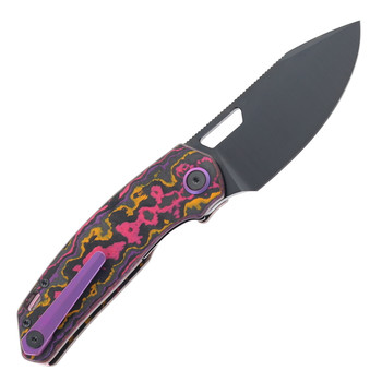 (Coming Late July) Divo Knives Growler V3 Folding Knife POP FatCarbon Handle DLC 154CM Blade