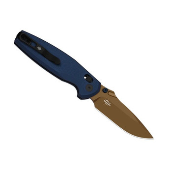 Kizer Khamsin Folding Knife Navy Blue Aluminum Handle Nitro-V Drop Point Plain Edge Sunset Metal PVD Finish V3791A2