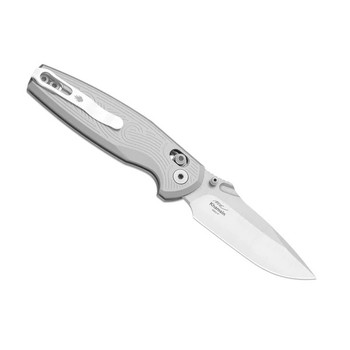 Kizer Khamsin Folding Knife Silver Aluminum Handle Nitro-V Drop Point Plain Edge Satin Finish V3791A3