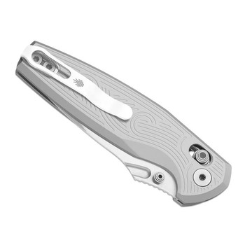 Kizer Khamsin Folding Knife Silver Aluminum Handle Nitro-V Drop Point Plain Edge Satin Finish V3791A3