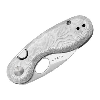 Kizer Microbe Folding Knife Aluminum Foil G10 Handle 14C28N Plain Edge Drop Point Plain Edge Satin Finish V2742A11