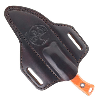 Microtech Akris Fixed Blade Ember G10 Handle Stonewash M390MK Blade Leather Sheath 95-10EM-1