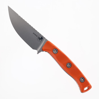 Microtech Akris Fixed Blade Ember G10 Handle Stonewash M390MK Blade Leather Sheath 95-10EM-1