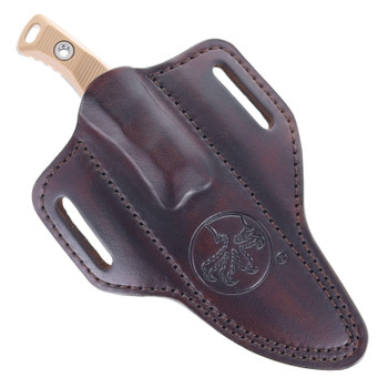 Microtech Akris Fixed Blade Dark Earth G10 Handle Stonewash M390MK Blade Leather Sheath 95-10DE-1
