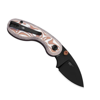 Kizer Microbe Folding Knife Orange Glass Fiber Handle 14C28N Drop Point Plain Edge Black PVD Finish V2742A12