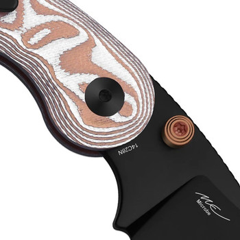 Kizer Microbe Folding Knife Orange Glass Fiber Handle 14C28N Drop Point Plain Edge Black PVD Finish V2742A12