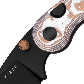 Kizer Microbe Folding Knife Orange Glass Fiber Handle 14C28N Drop Point Plain Edge Black PVD Finish V2742A12