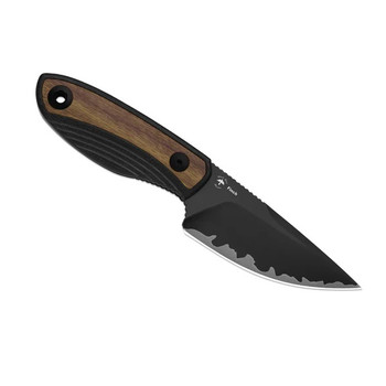 Kizer Finch Fixed Blade Knife Black G10/Mkuruti Wood Handle 3 Layer Composite Drop Point Plain Edge Acid Washed Finish 1134A1