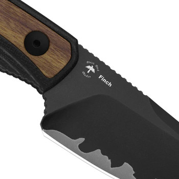 Kizer Finch Fixed Blade Knife Black G10/Mkuruti Wood Handle 3 Layer Composite Drop Point Plain Edge Acid Washed Finish 1134A1