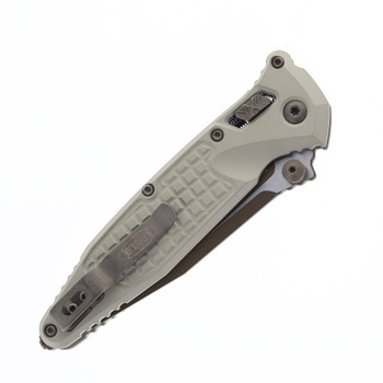 Microtech Socom Ram-Lok Folding Knife Champagne Gold Aluminum Frag Handle M390MK Blade 160RL-1FRCG-C19Z23