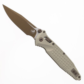 Microtech Socom Ram-Lok Folding Knife Champagne Gold Aluminum Frag Handle M390MK Blade 160RL-1FRCG-C19Z23