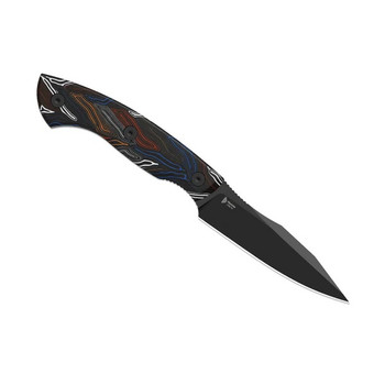 Kizer Hissbite Fixed Blade Knife Color Damascus/G10 Handle 3V Drop Point Plain Edge Black Blade 1109A1