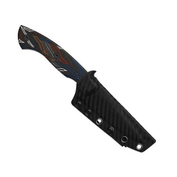 Kizer Hissbite Fixed Blade Knife Color Damascus/G10 Handle 3V Drop Point Plain Edge Black Blade 1109A1