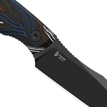 Kizer Hissbite Fixed Blade Knife Color Damascus/G10 Handle 3V Drop Point Plain Edge Black Blade 1109A1