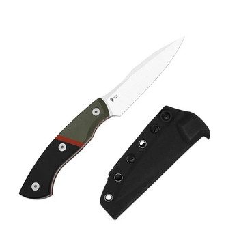 Kizer Hissbite Fixed Blade Knife Olive Green/Red/Black G10 Handle AEB-L Drop Point Plain Edge Satin Finish 1109A2
