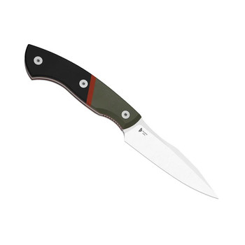 Kizer Hissbite Fixed Blade Knife Olive Green/Red/Black G10 Handle AEB-L Drop Point Plain Edge Satin Finish 1109A2