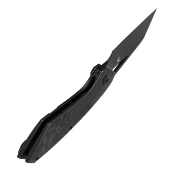 Kansept Strip Folding Knife Shred Carbon Fiber/Blackwash Titanium Handle MagnaCut  Drop Point Plain Edge Mirror DLC Blade K1113A1