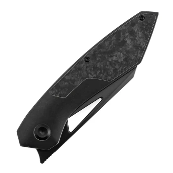 Kansept Strip Folding Knife Shred Carbon Fiber/Blackwash Titanium Handle MagnaCut  Drop Point Plain Edge Mirror DLC Blade K1113A1